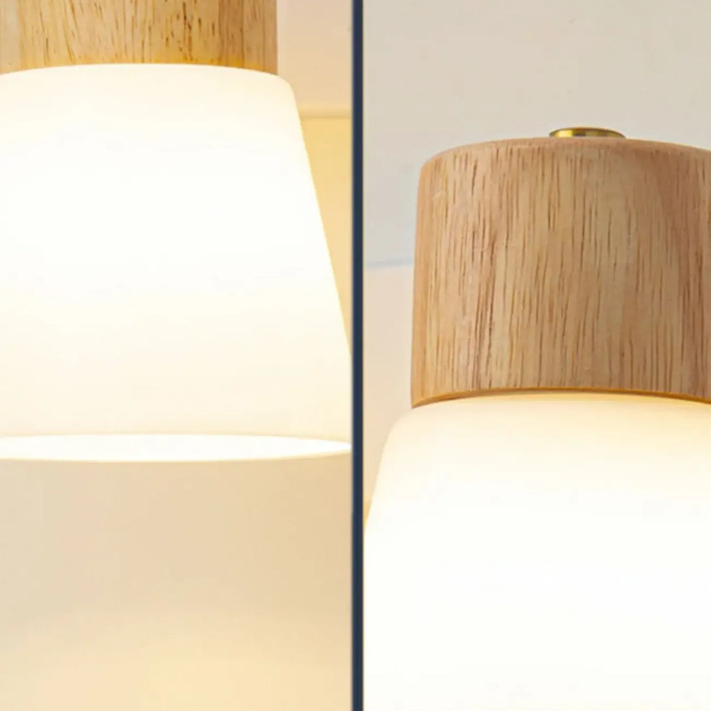 Mini White Natural Wood Metal Wall Sconce