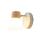 Mini White Natural Wood Metal Wall Sconce