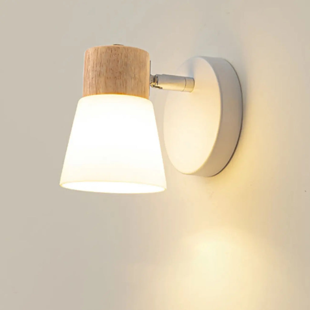 Mini White Natural Wood Metal Wall Sconce