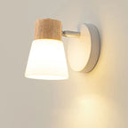 Mini White Natural Wood Metal Wall Sconce