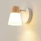 Mini White Natural Wood Metal Wall Sconce