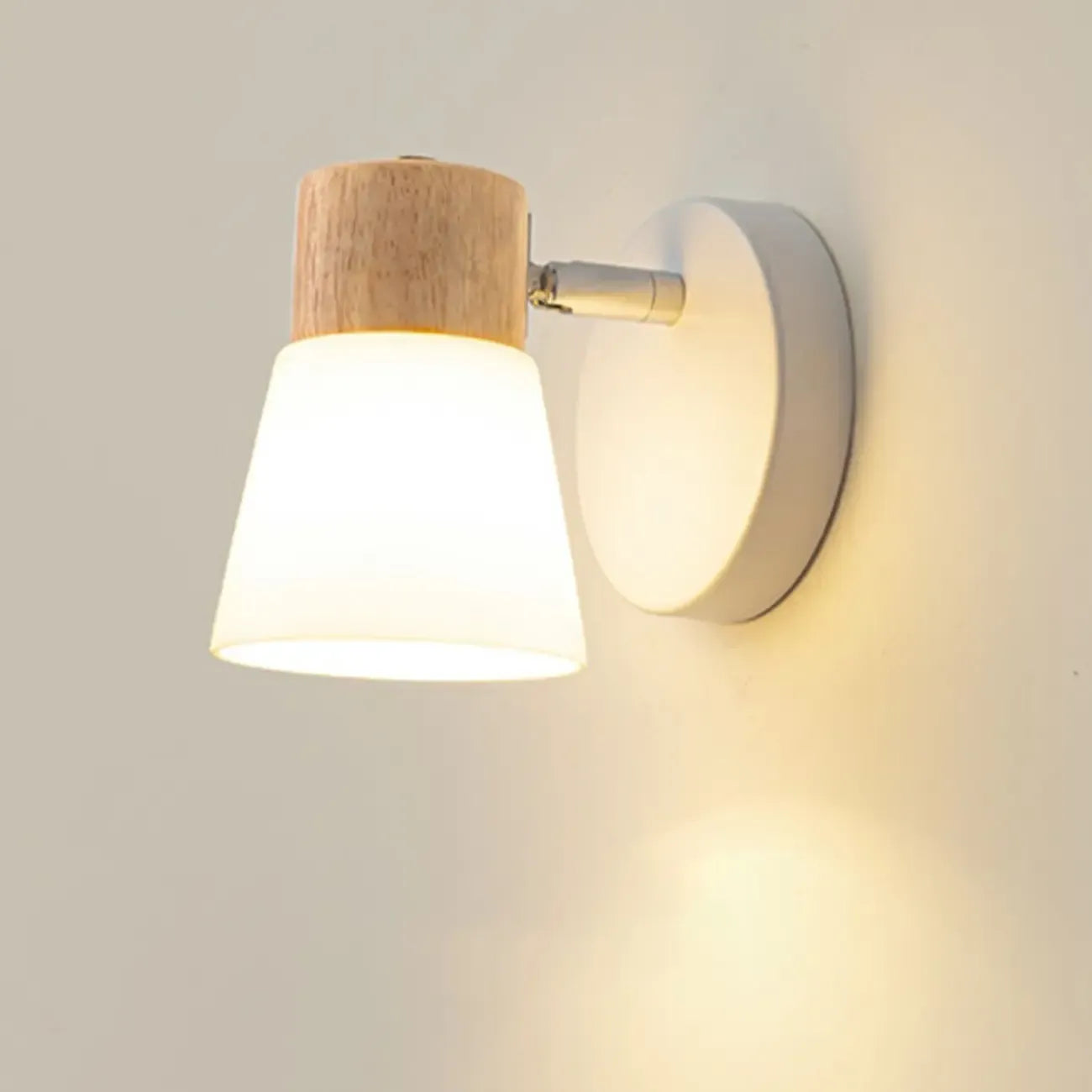 Mini White Natural Wood Metal Wall Sconce
