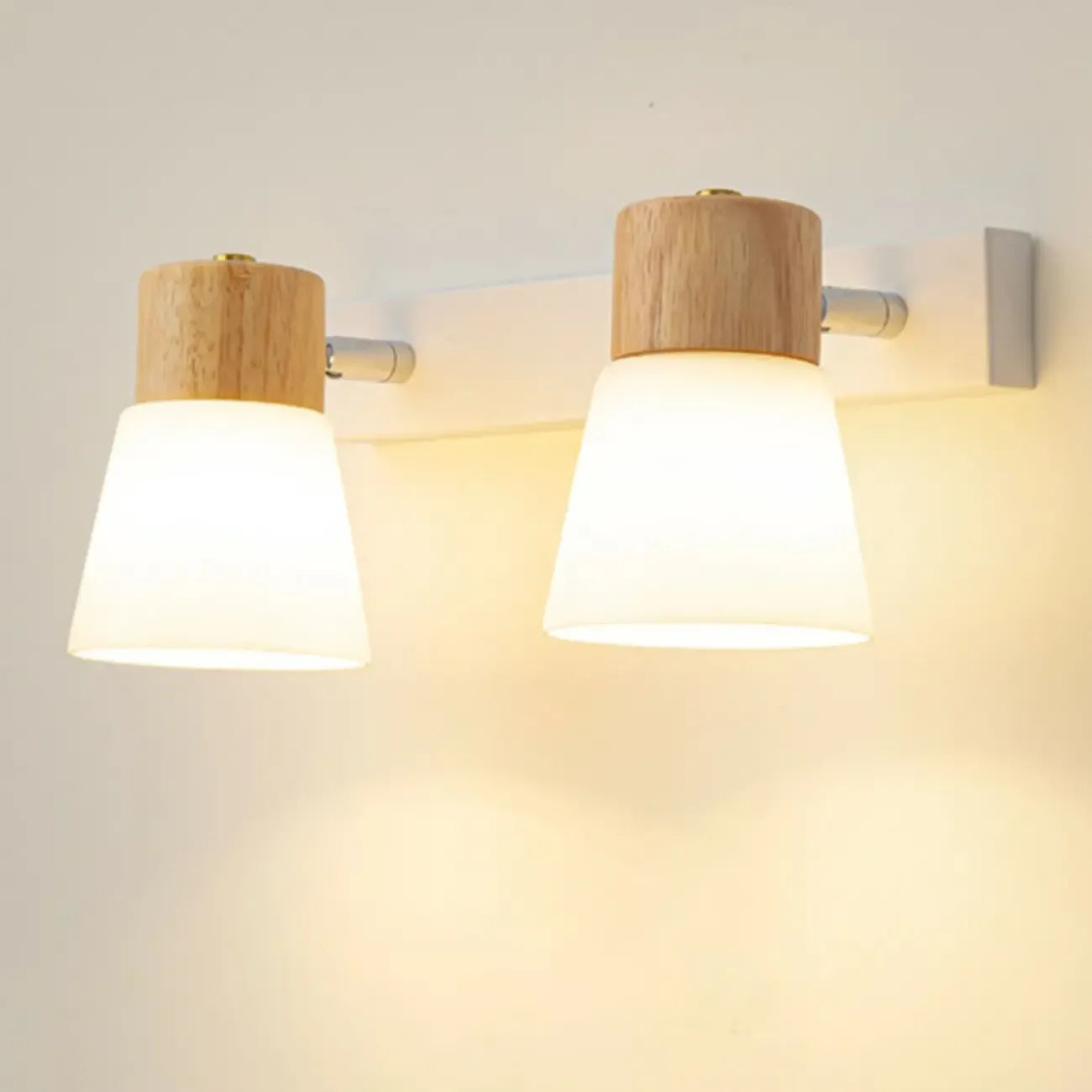 Mini White Natural Wood Metal Wall Sconce