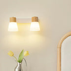 Mini White Natural Wood Metal Wall Sconce