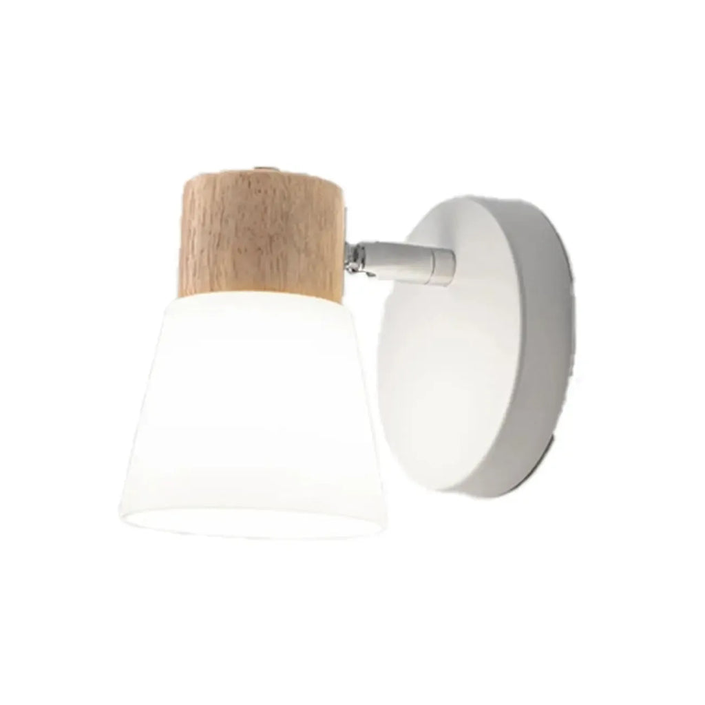Mini White Natural Wood Metal Wall Sconce