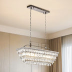 Contemporary Crystal Matte Black Island Pendant Light