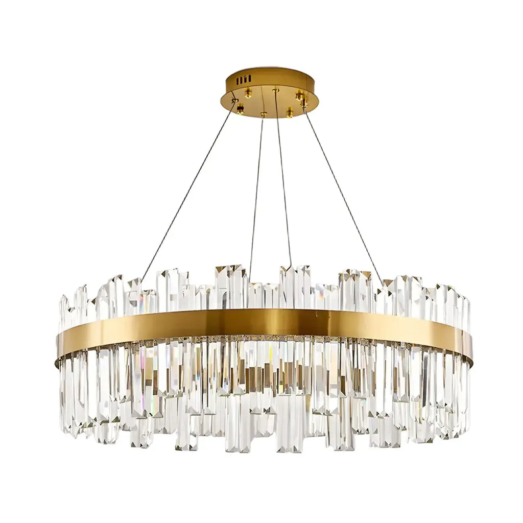 Glamorous Gold Round Crystal LED Chandelier for Living Room