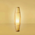 Rustic Bamboo Cover Oval Stand up Floor Lamp Shade for Living Room