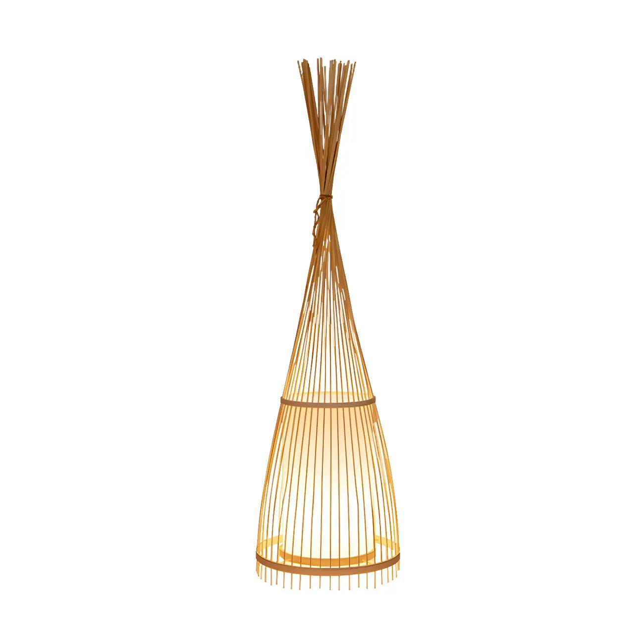 Rustic Bamboo Cover Oval Stand up Floor Lamp Shade for Living Room
