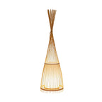 Rustic Bamboo Cover Oval Stand up Floor Lamp Shade for Living Room