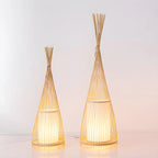 Rustic Bamboo Cover Oval Stand up Floor Lamp Shade for Living Room
