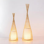 Rustic Bamboo Cover Oval Stand up Floor Lamp Shade for Living Room