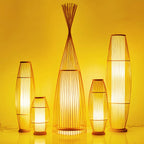 Rustic Bamboo Cover Oval Stand up Floor Lamp Shade for Living Room