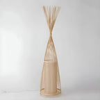 Rustic Bamboo Cover Oval Stand up Floor Lamp Shade for Living Room
