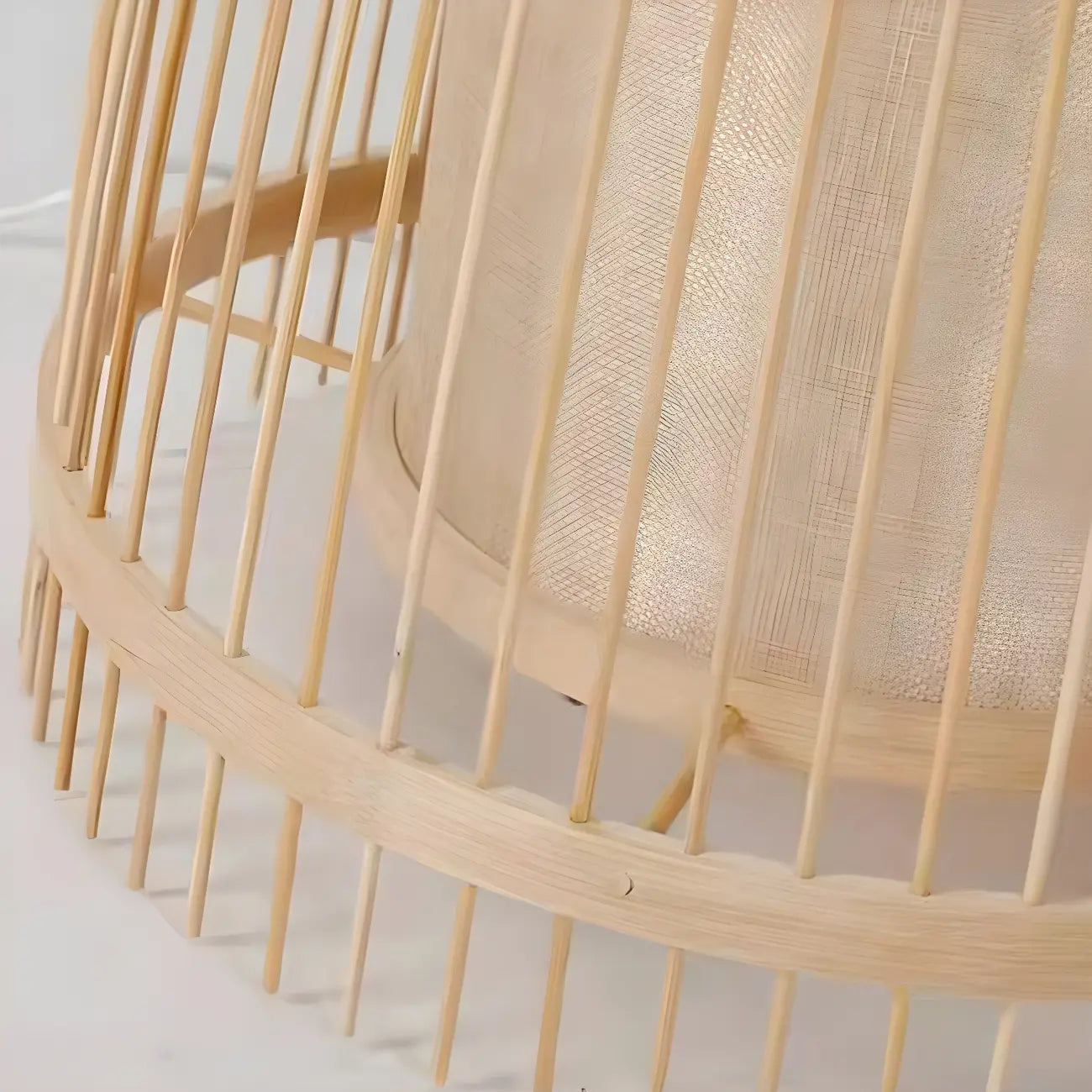 Rustic Bamboo Cover Oval Stand up Floor Lamp Shade for Living Room