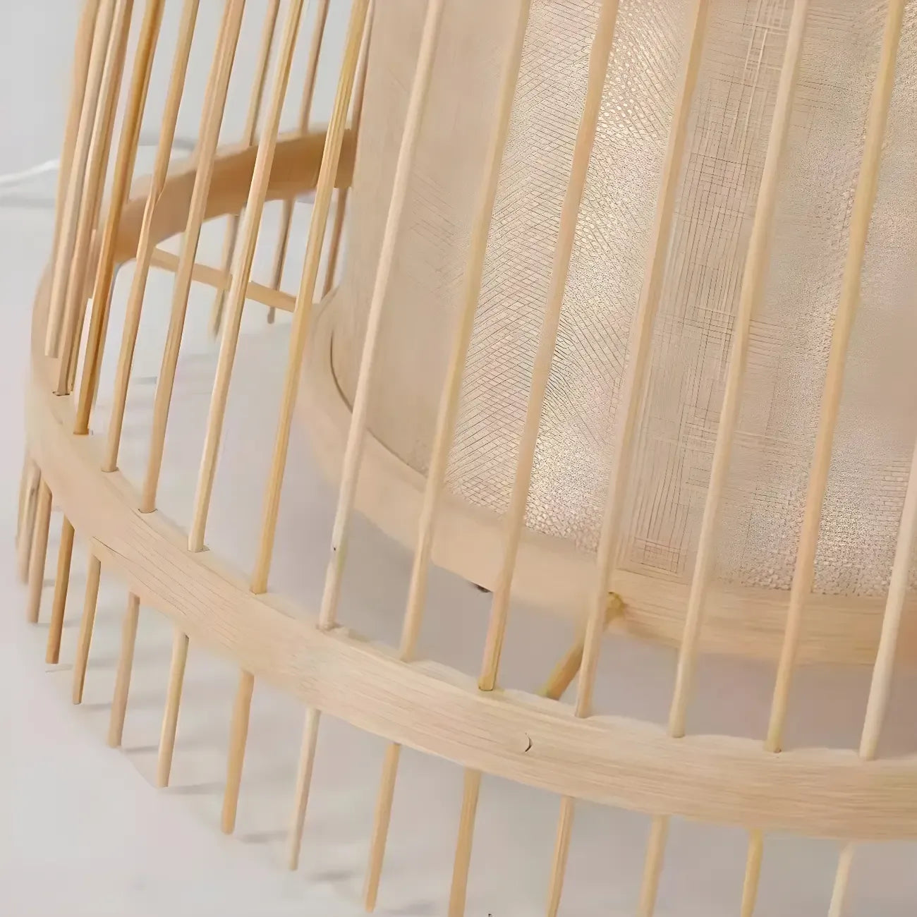 Rustic Bamboo Cover Oval Stand up Floor Lamp Shade for Living Room