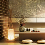 Rustic Bamboo Cover Oval Stand up Floor Lamp Shade for Living Room