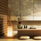 Rustic Bamboo Cover Oval Stand up Floor Lamp Shade for Living Room