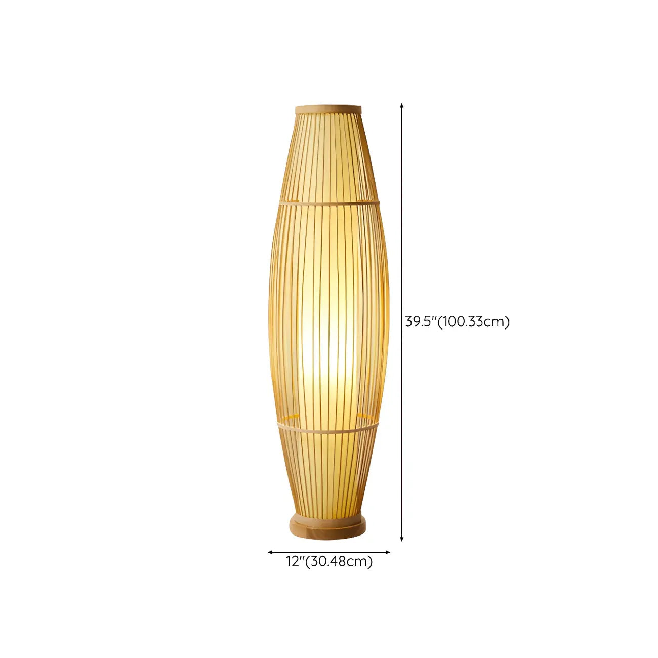 Rustic Bamboo Cover Oval Stand up Floor Lamp Shade for Living Room
