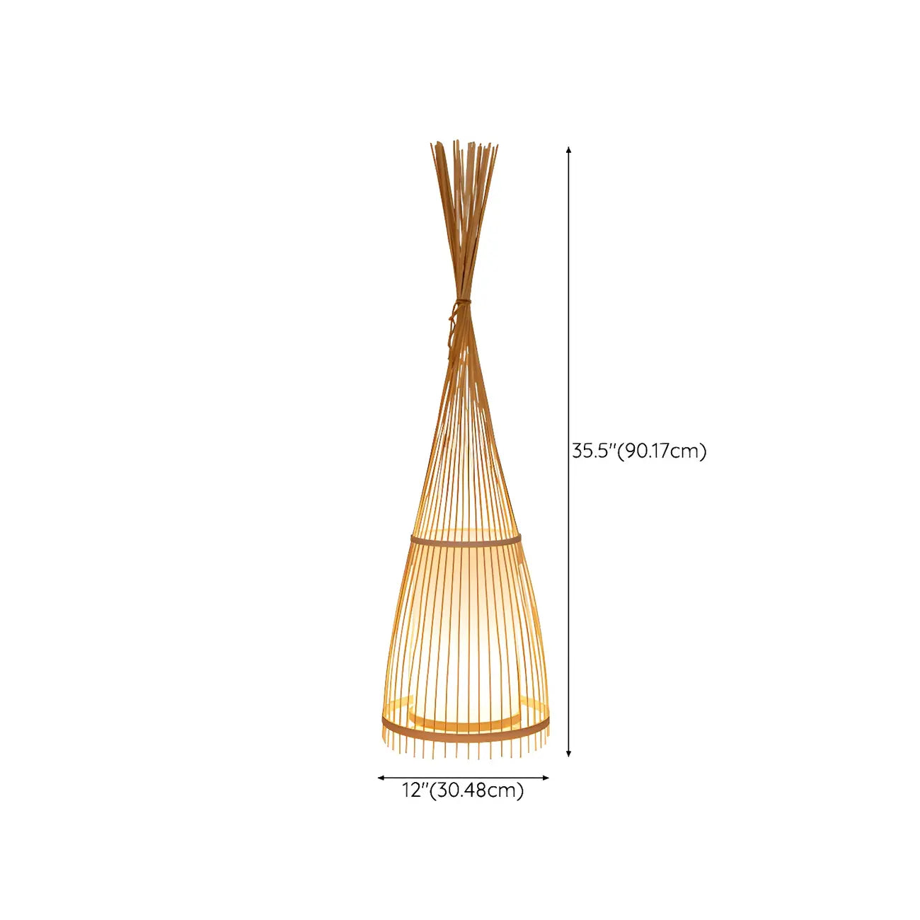 Rustic Bamboo Cover Oval Stand up Floor Lamp Shade for Living Room