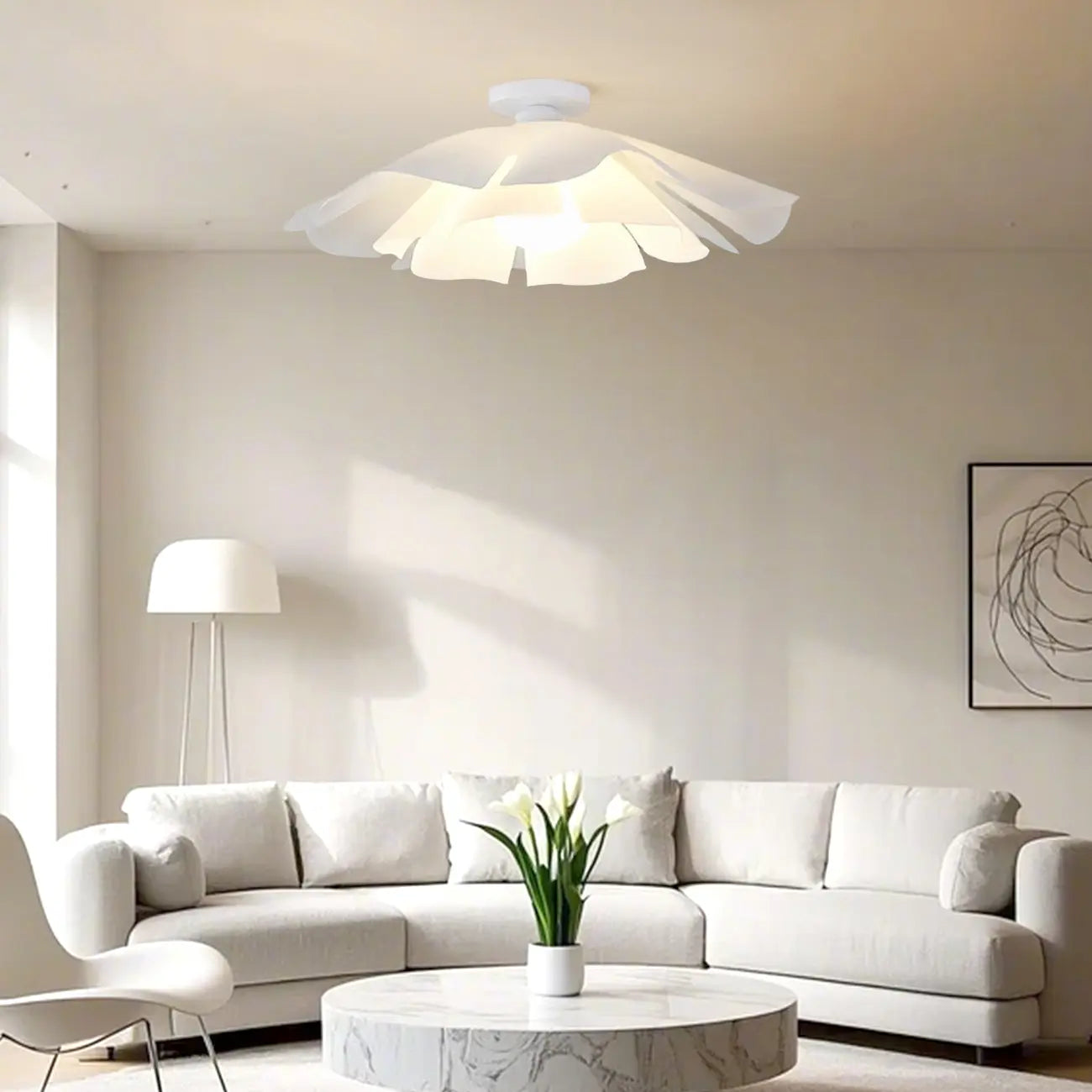 Elegant Floral LED Semi Flush Ceiling Light for Bedroom