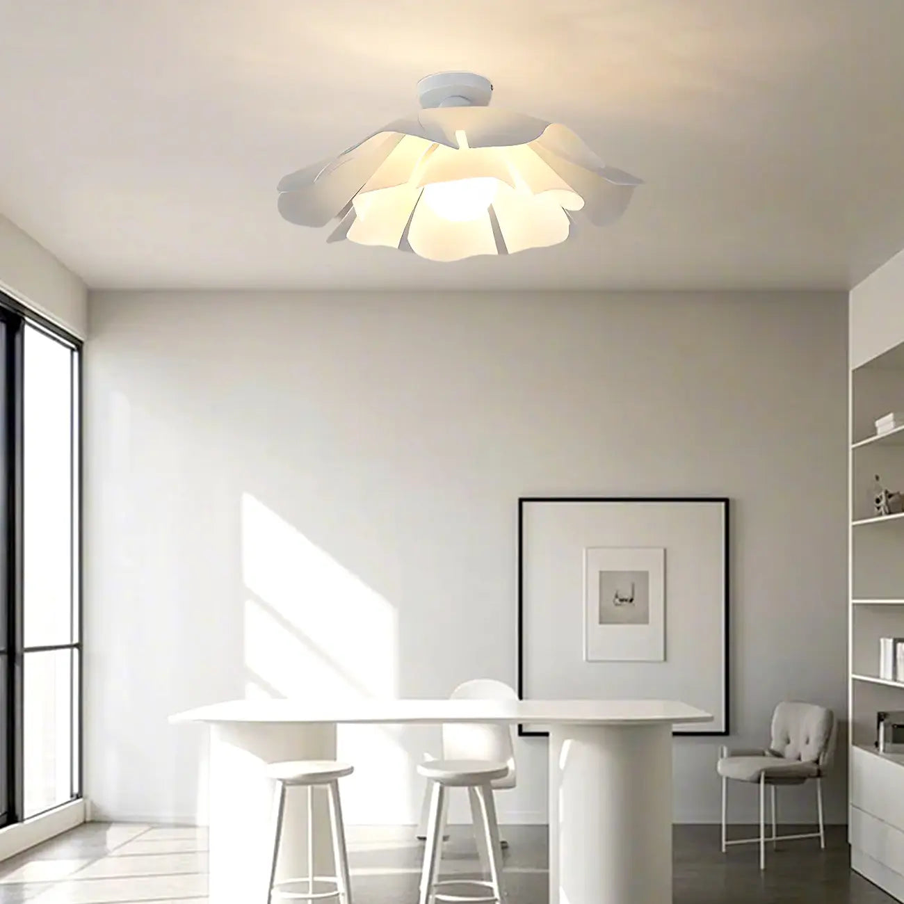 Elegant Floral LED Semi Flush Ceiling Light for Bedroom