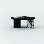 Black Round Modern Double Pedestal Wood Coffee Table