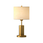 Plug-In Gold Metal Fabric Barrel-Shaped Table Lamp
