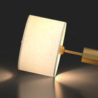 Plug-In Gold Metal Fabric Barrel-Shaped Table Lamp