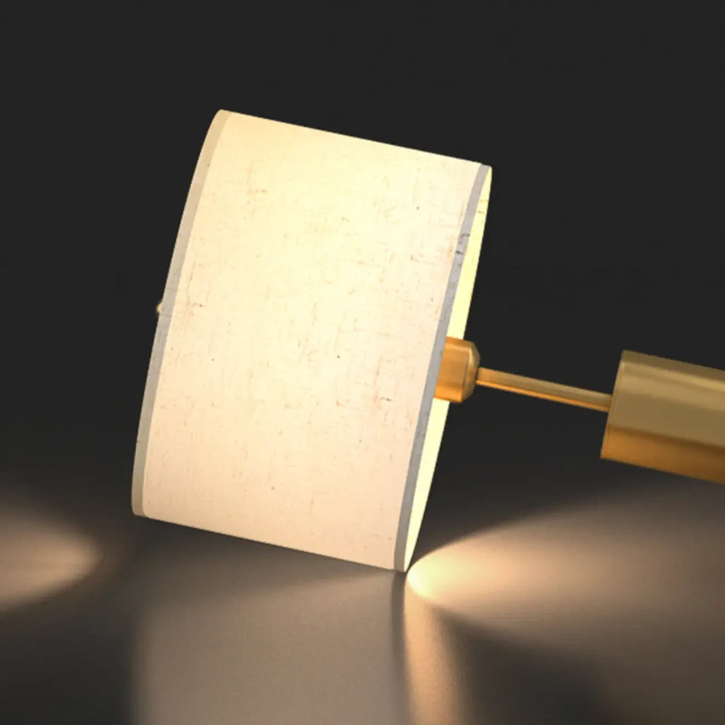 Plug-In Gold Metal Fabric Barrel-Shaped Table Lamp