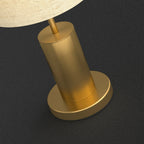 Plug-In Gold Metal Fabric Barrel-Shaped Table Lamp
