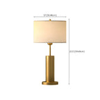 Plug-In Gold Metal Fabric Barrel-Shaped Table Lamp