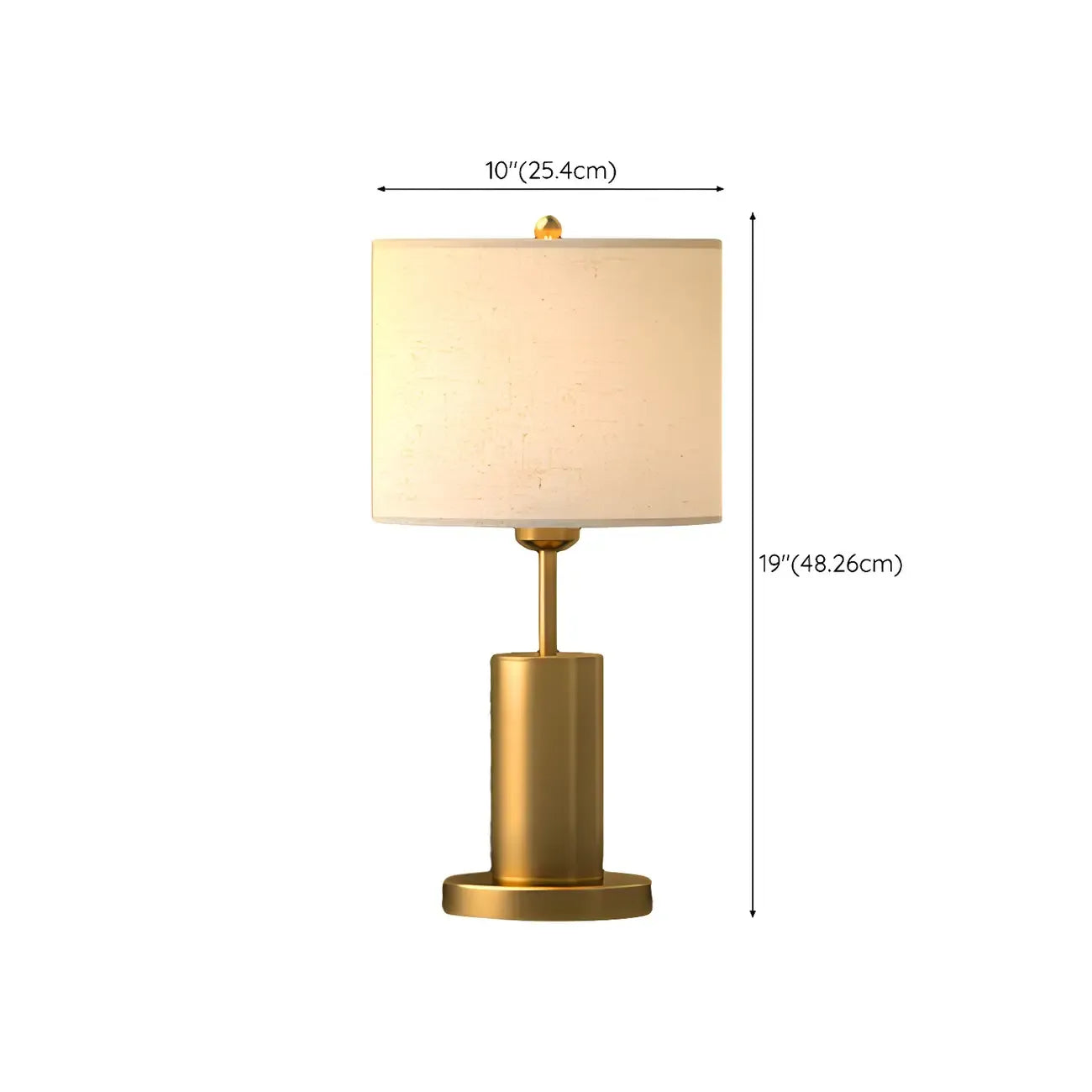 Plug-In Gold Metal Fabric Barrel-Shaped Table Lamp