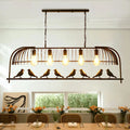 Sleek Black Metal Birdcage Island Pendant Light