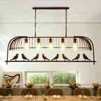Sleek Black Metal Birdcage Island Pendant Light