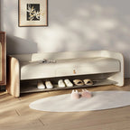 Living Room Pine Wood Upholstered Storage Bench with Backrest