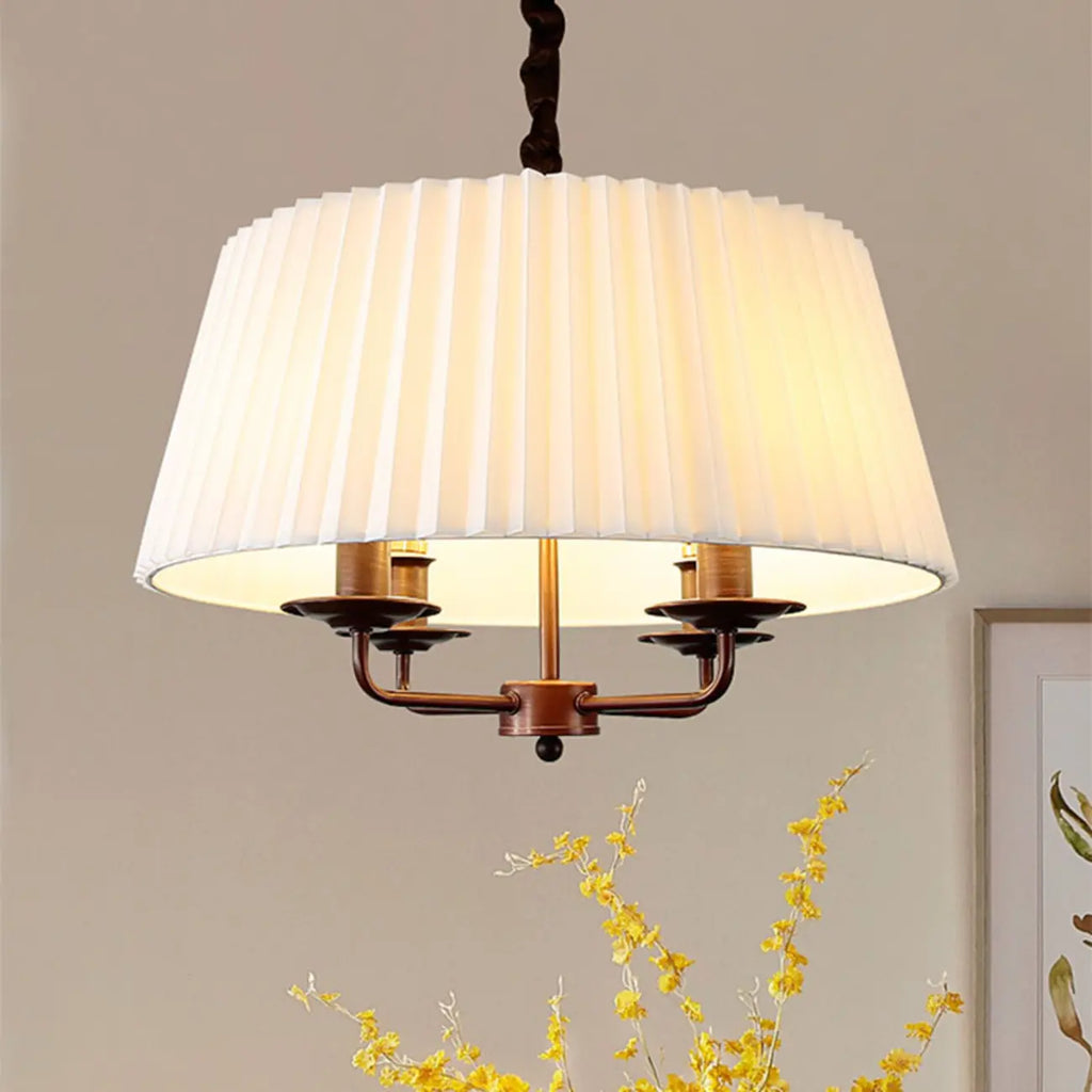 Adjustable Classic Metal White Drum Chandelier