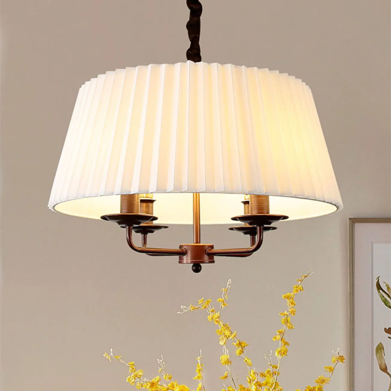 Adjustable Classic Metal White Drum Chandelier