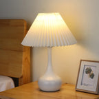 Modern Simple Black LED Table Lamp in Pleated Fabric Shade