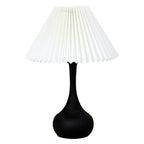 Modern Simple Black LED Table Lamp in Pleated Fabric Shade
