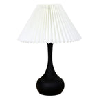 Modern Simple Black LED Table Lamp in Pleated Fabric Shade