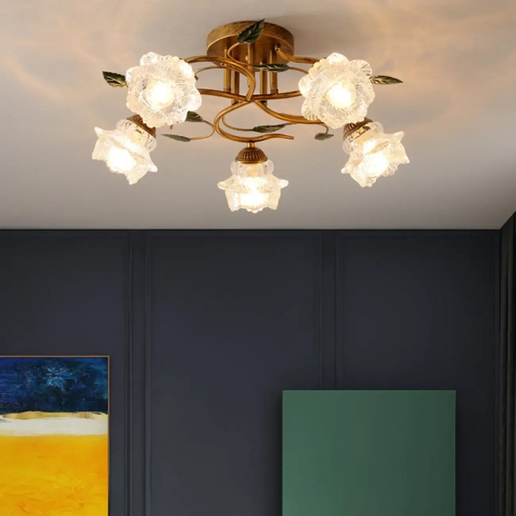 5/9 Lights Crystal LED Semi Flush Ceiling Light for Indoor