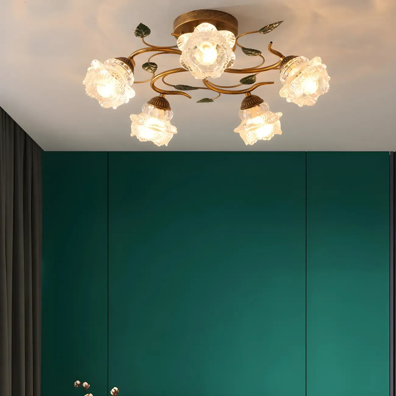 5/9 Lights Crystal LED Semi Flush Ceiling Light for Indoor