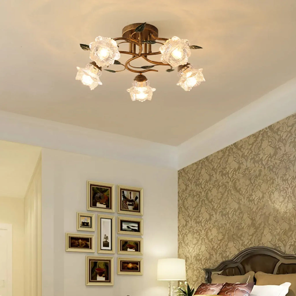 5/9 Lights Crystal LED Semi Flush Ceiling Light for Indoor