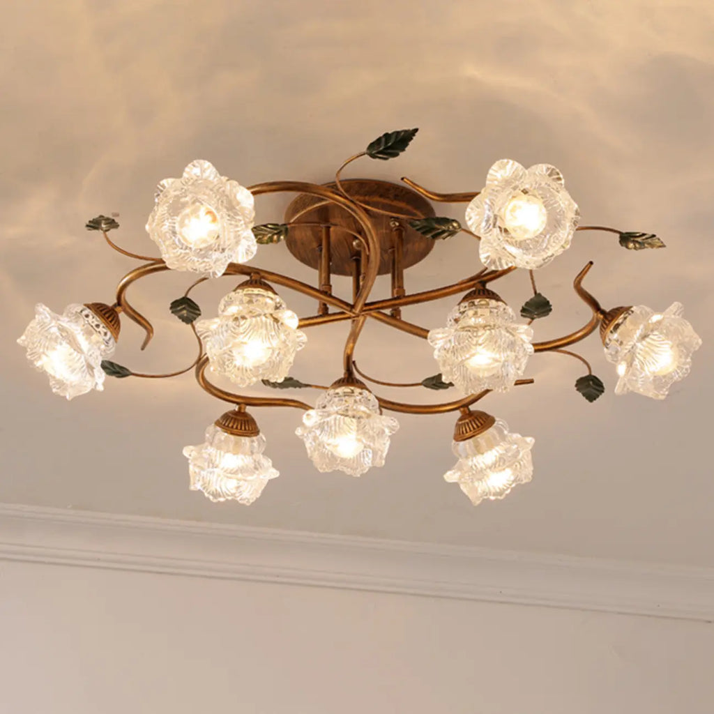 5/9 Lights Crystal LED Semi Flush Ceiling Light for Indoor