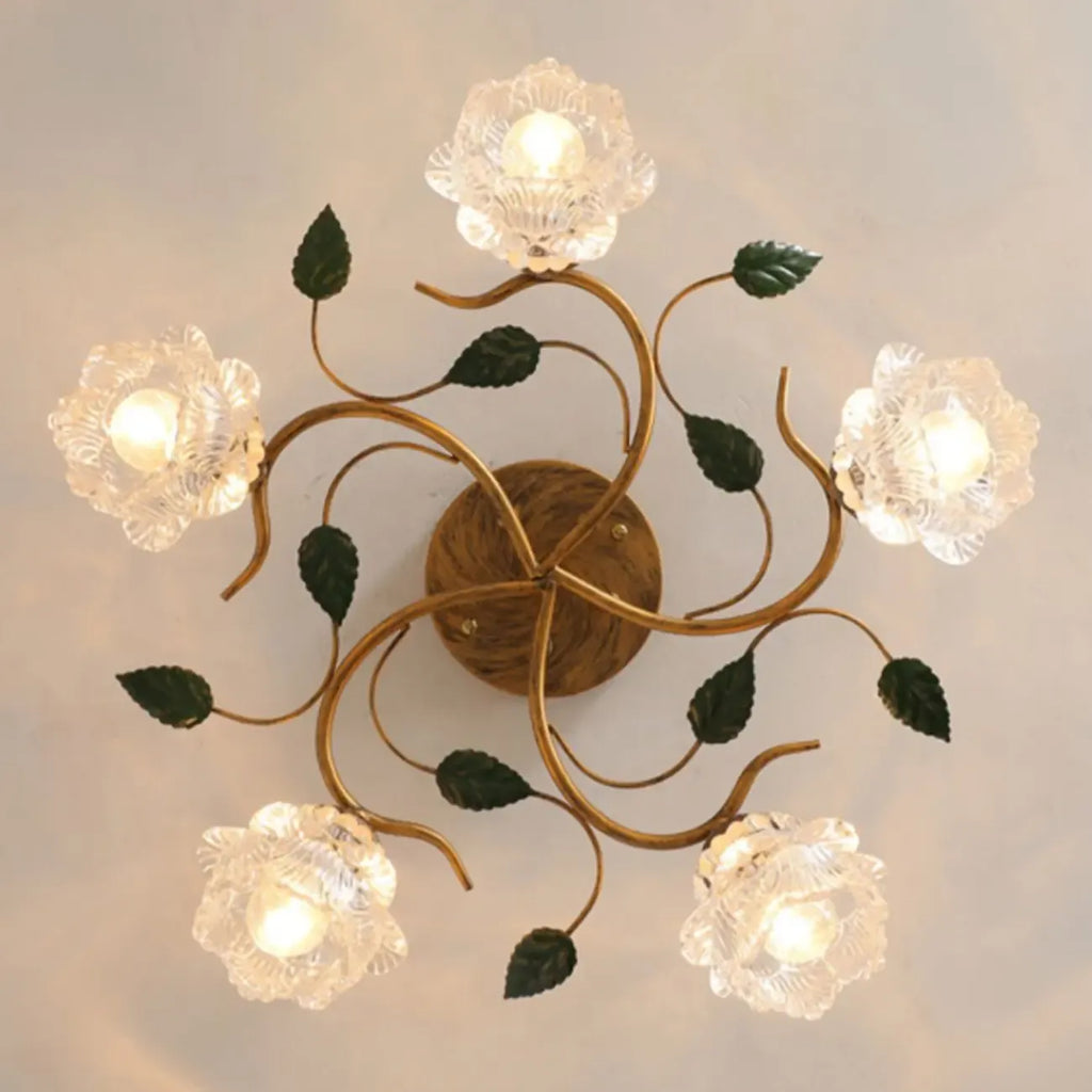 5/9 Lights Crystal LED Semi Flush Ceiling Light for Indoor