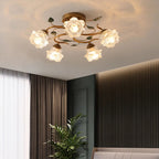 5/9 Lights Crystal LED Semi Flush Ceiling Light for Indoor