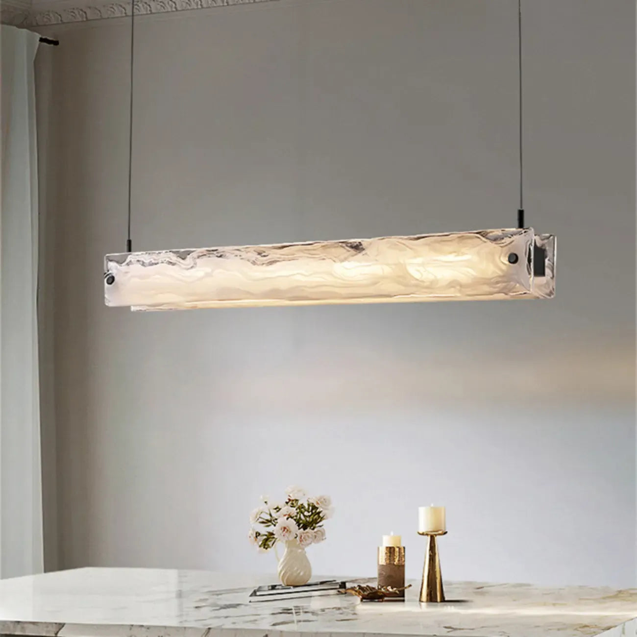 Stylish Glass Island Pendant Light Dimmable LED for Kitchen