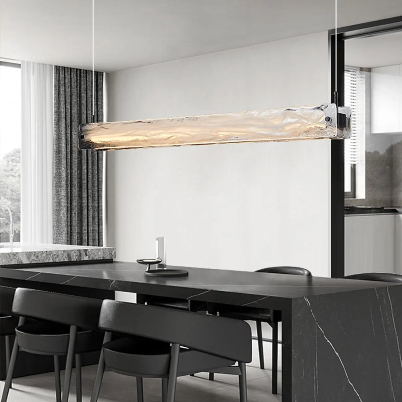 Stylish Glass Island Pendant Light Dimmable LED for Kitchen