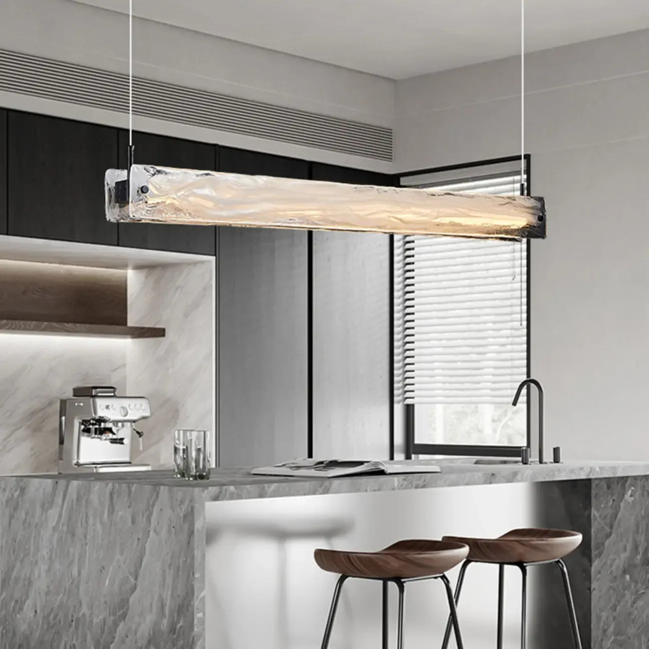 Stylish Glass Island Pendant Light Dimmable LED for Kitchen